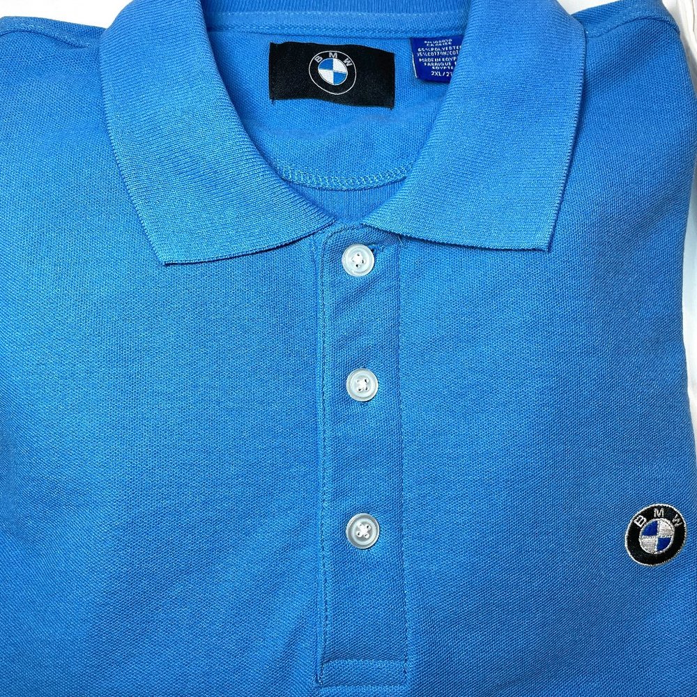 BMW Logo Blue Pullover Men's Polo Shirt 2XLT S/S